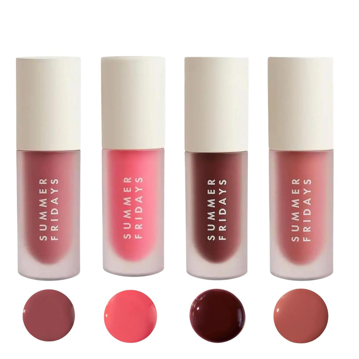 Summer Fridays Dream Lip Oil Set packaging with four shades