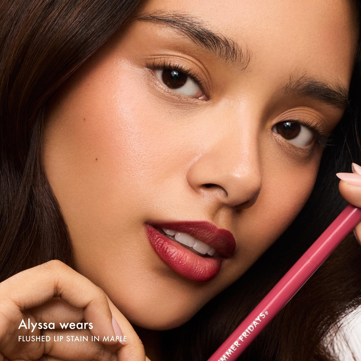 Summer Fridays Flushed Lip Stain Maple swatch on skin