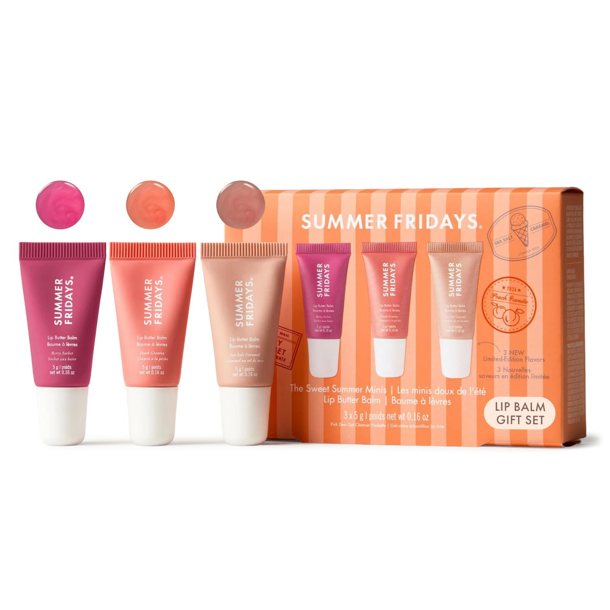 Summer Fridays Sweet Summer Minis Lip Balm Trio packaging front view