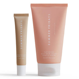 Summer Fridays Vanilla Lip Butter Balm and Babymoon Belly Balm gift set front view