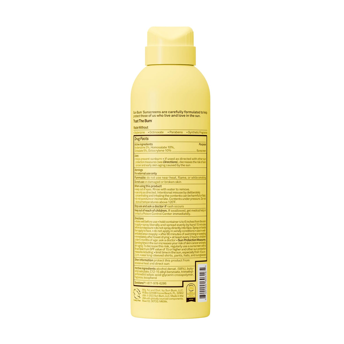 Sun Bum Kids SPF 50 Clear Sunscreen Body Spray packaging details