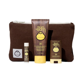Sun Bum Road Tripper kit including SPF 30 lotion, face stick, and lip balm