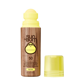 Sun Bum SPF 50 Roll-On Sunscreen 3 oz with application instructions