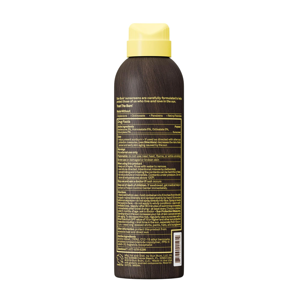 Sun Bum sunscreen body spray packaging details