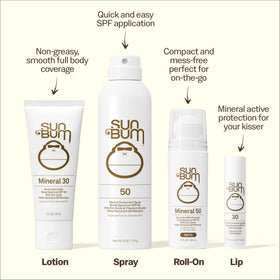 Sun Bum sunscreen bottle with clear label and matte finish