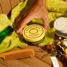 Sun Bum Texturizing Surf Paste 2 Pack on a bathroom counter