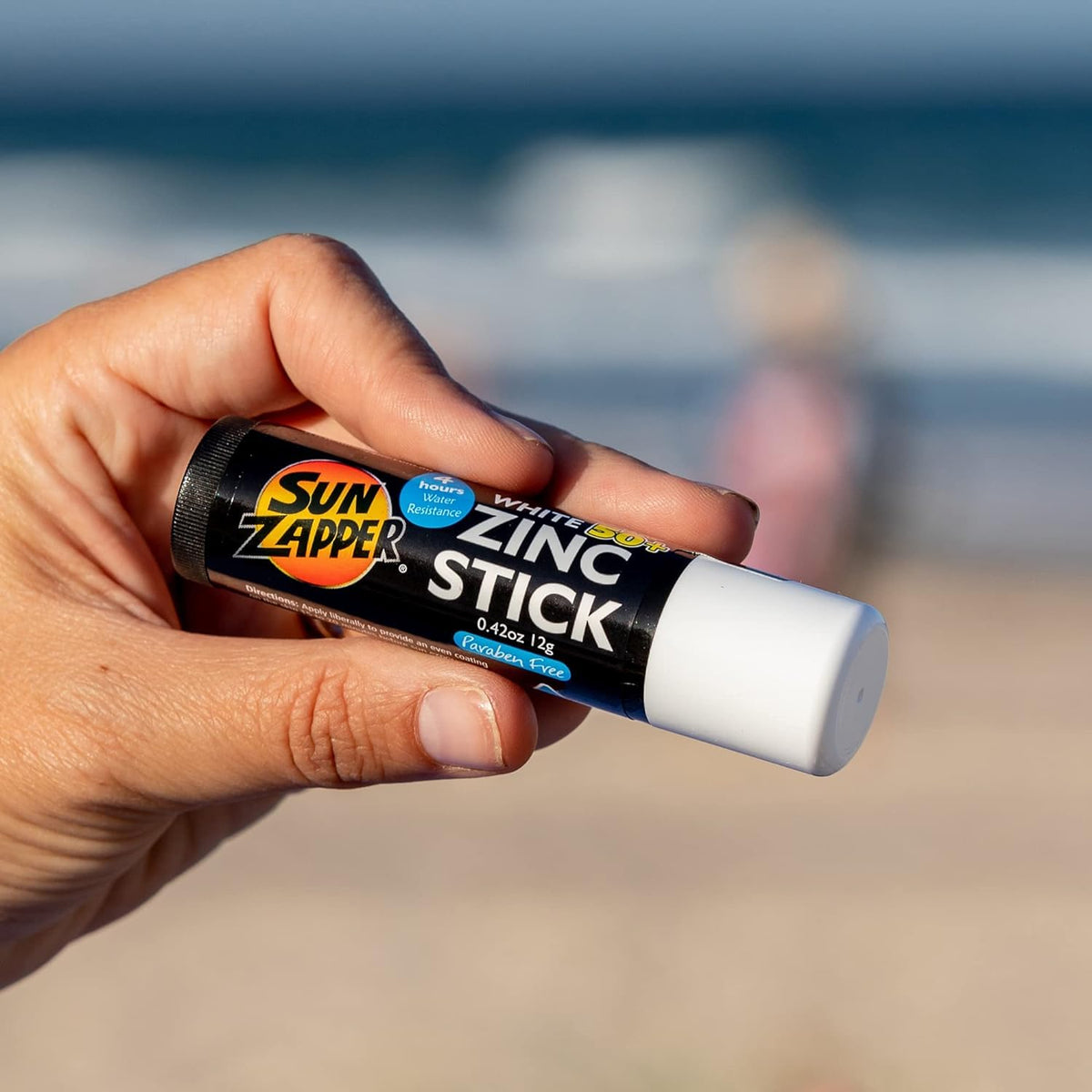 Sun Zapper Zinc Oxide Sunscreen Stick SPF 50+ application on skin
