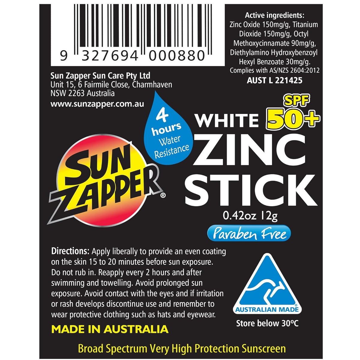 Sun Zapper Zinc Oxide Sunscreen Stick SPF 50+ lifestyle scene at the beach