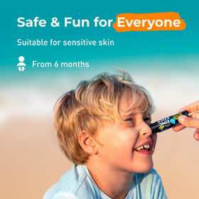 Sun Zapper Zinc Oxide Sunscreen Stick SPF 50+ on beach bag