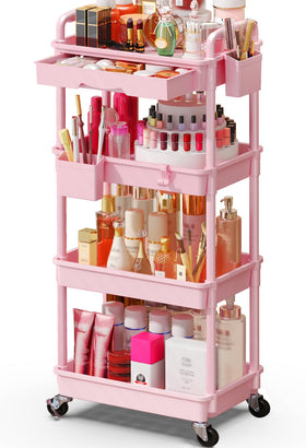 SUNALLY Makeup Cart Organizer front view in pink