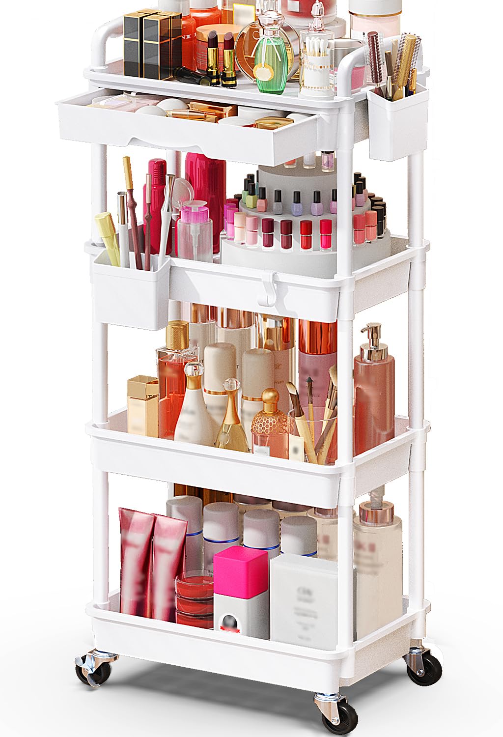 SUNALLY Makeup Cart Organizer front view with four tiers