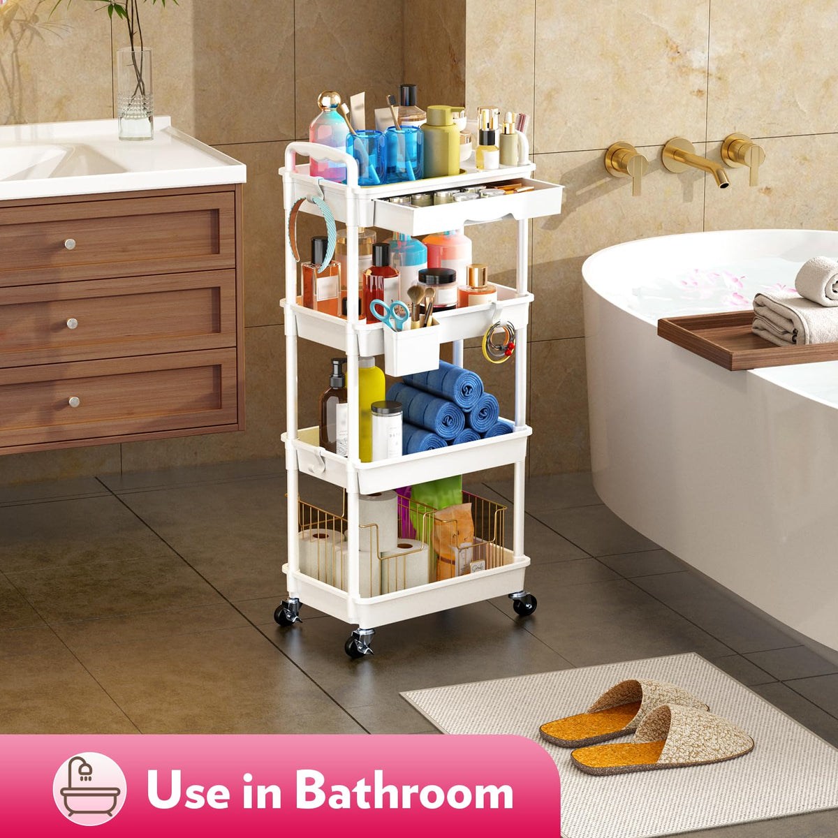 SUNALLY Makeup Cart Organizer on a countertop