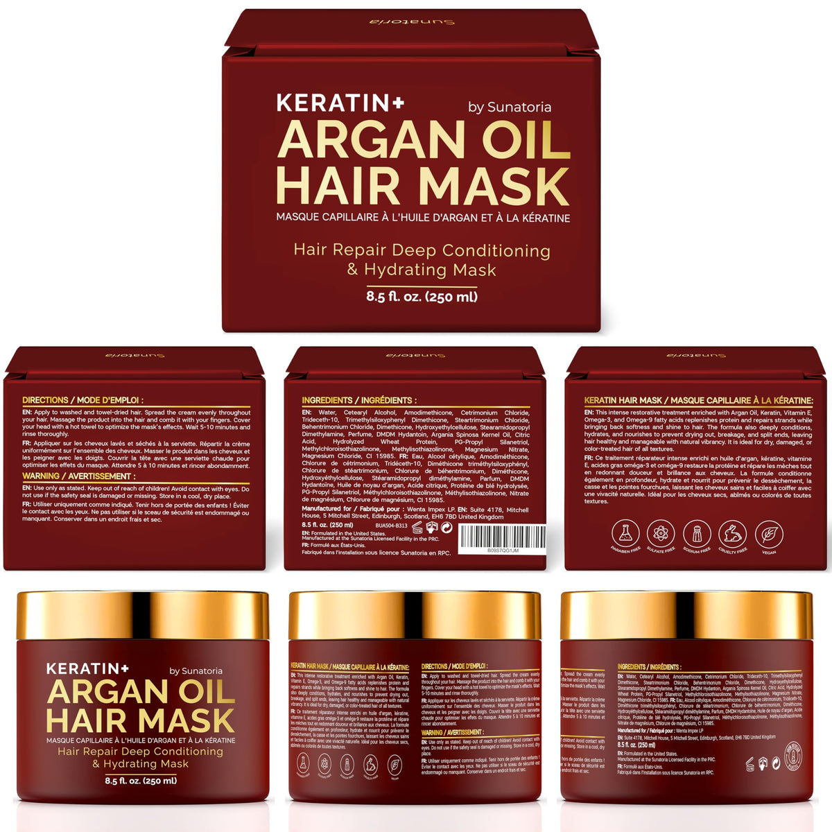 SUNATORIA Argan Oil Hair Mask with argan oil and keratin ingredients