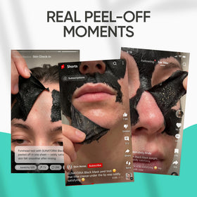 SUNATORIA Black Peel Off Mask being peeled off