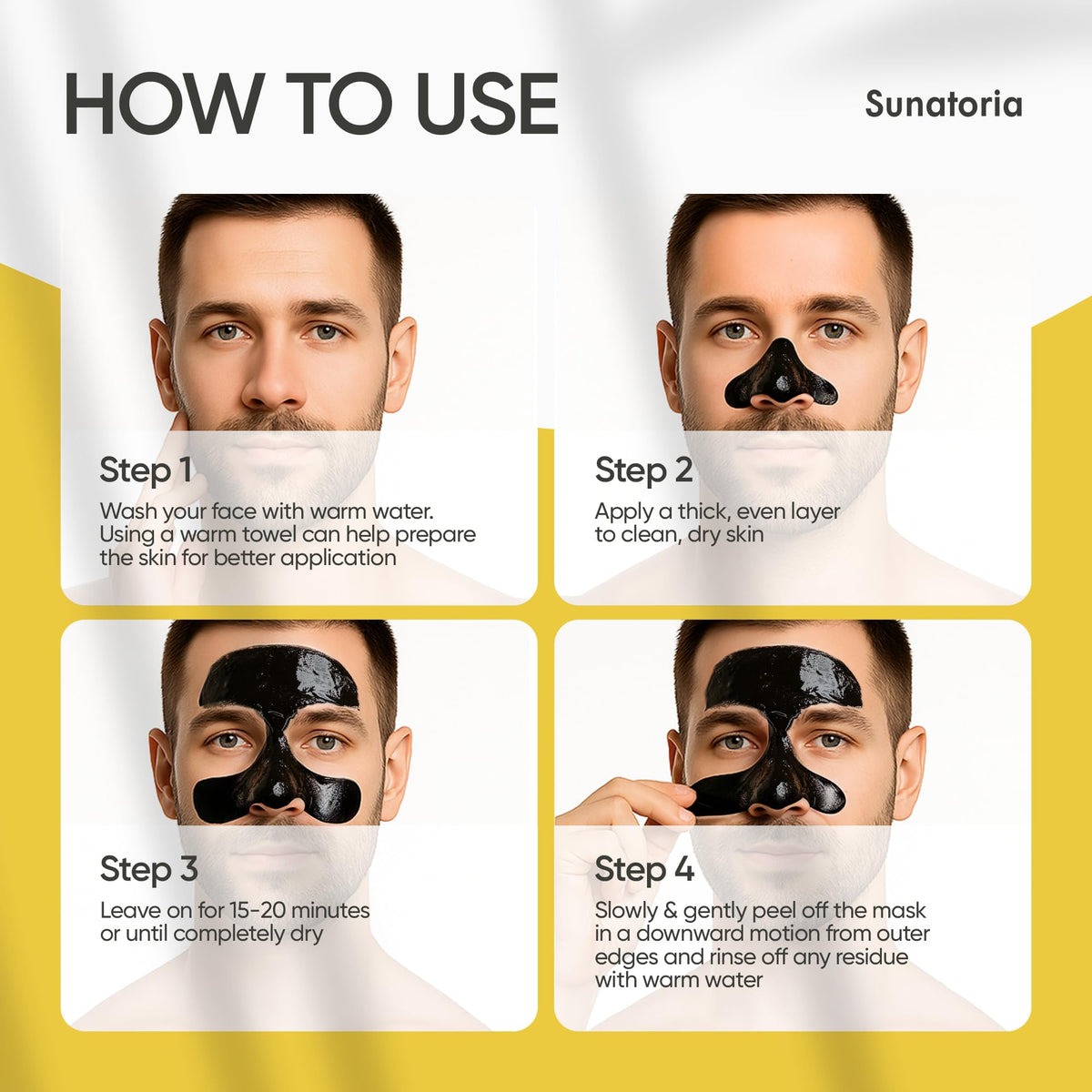 SUNATORIA Men’s Charcoal Peel-Off Face Mask packaging back view