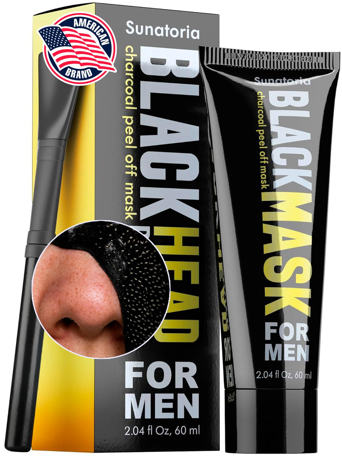 SUNATORIA Men’s Charcoal Peel-Off Face Mask tube front view
