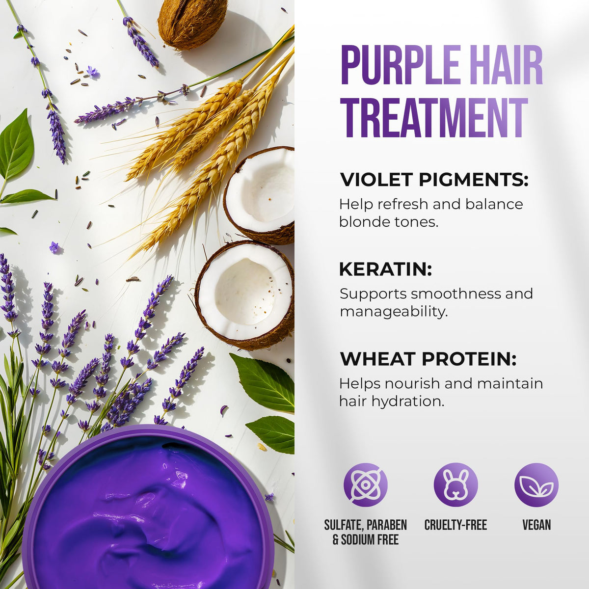 SUNATORIA Purple Hair Mask application on blonde hair
