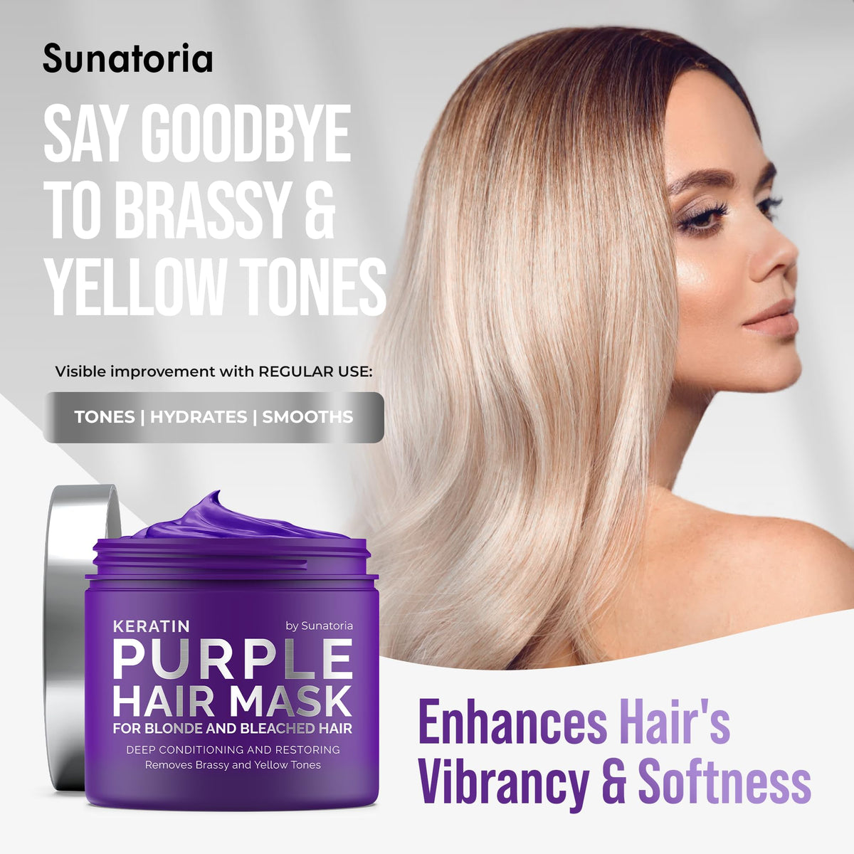 SUNATORIA Purple Hair Mask back view with ingredient list