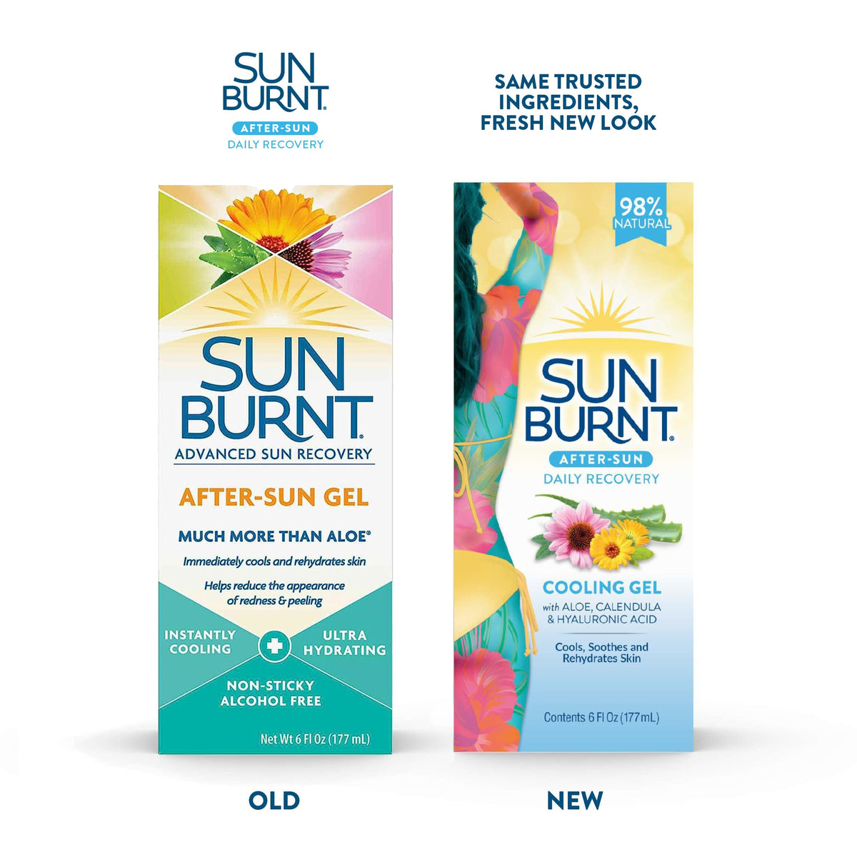 Sunburnt Aloe Vera Gel packaging with ingredients list
