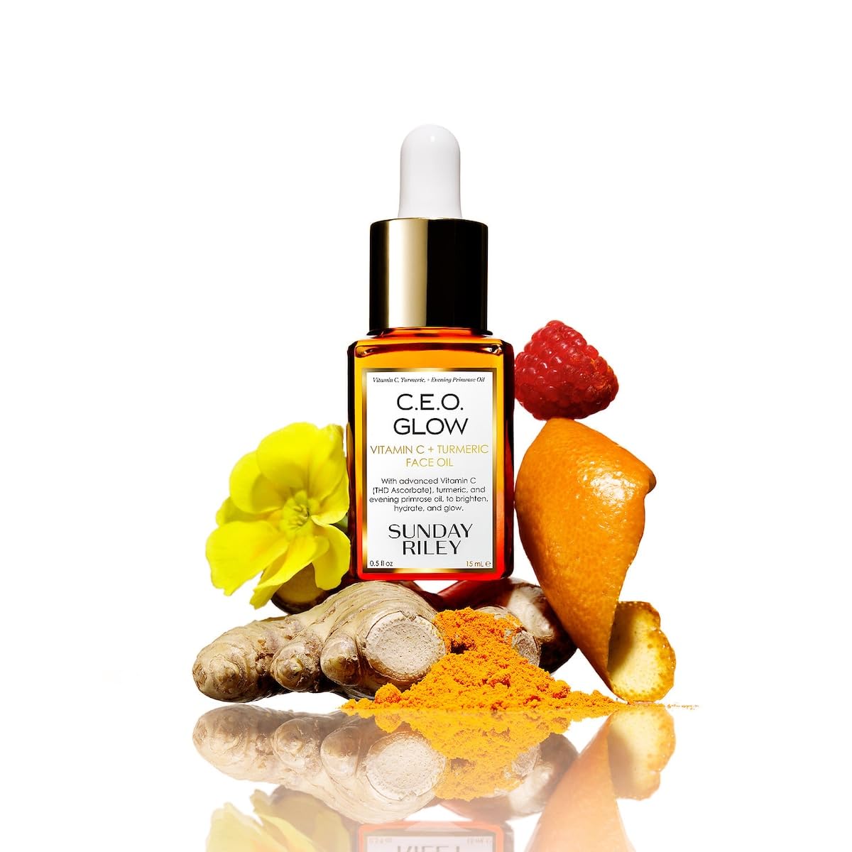 Sunday Riley C.E.O. Glow Vitamin C Turmeric Face Oil with ingredients