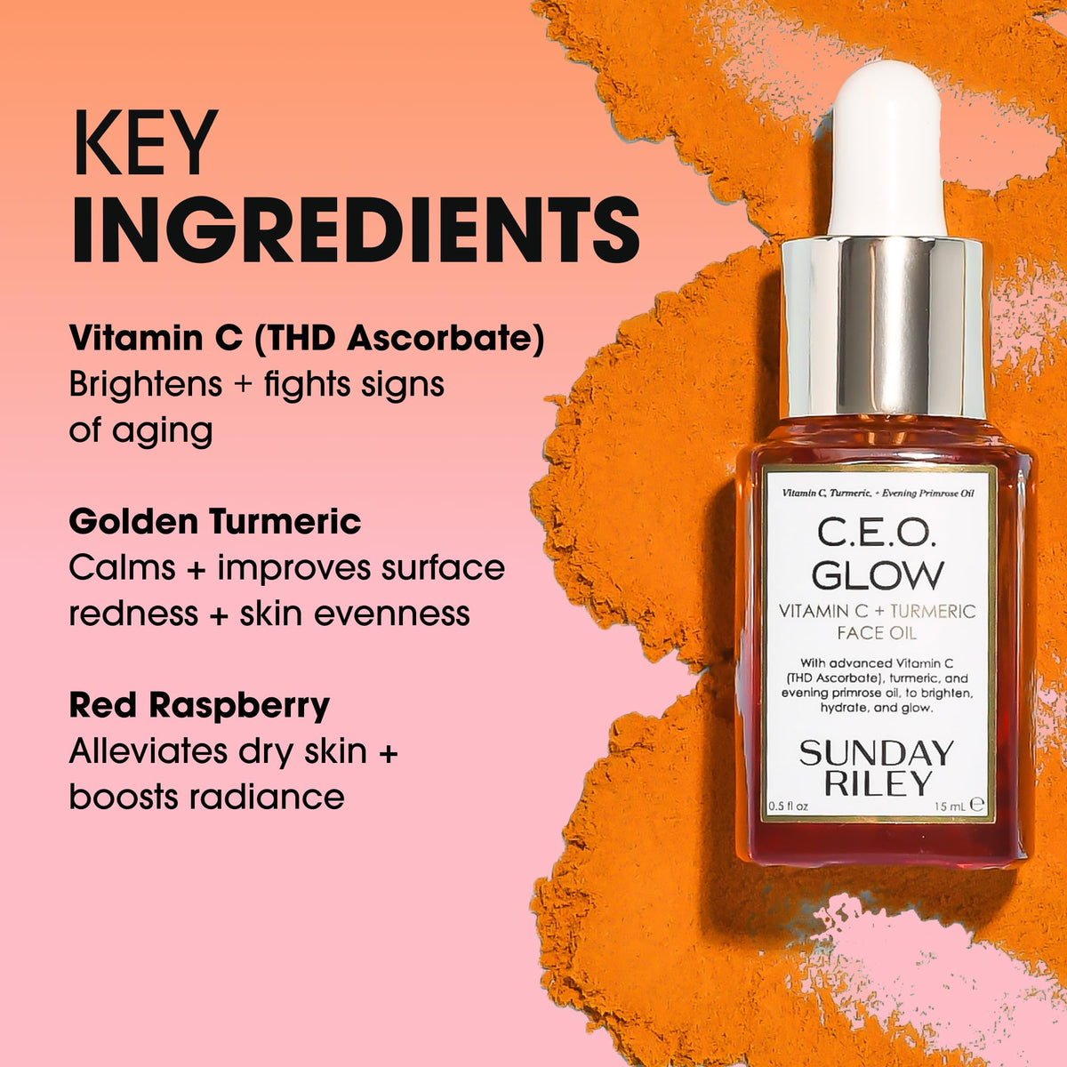Sunday Riley C.E.O. Glow Vitamin C & Turmeric Face Oil with natural ingredients