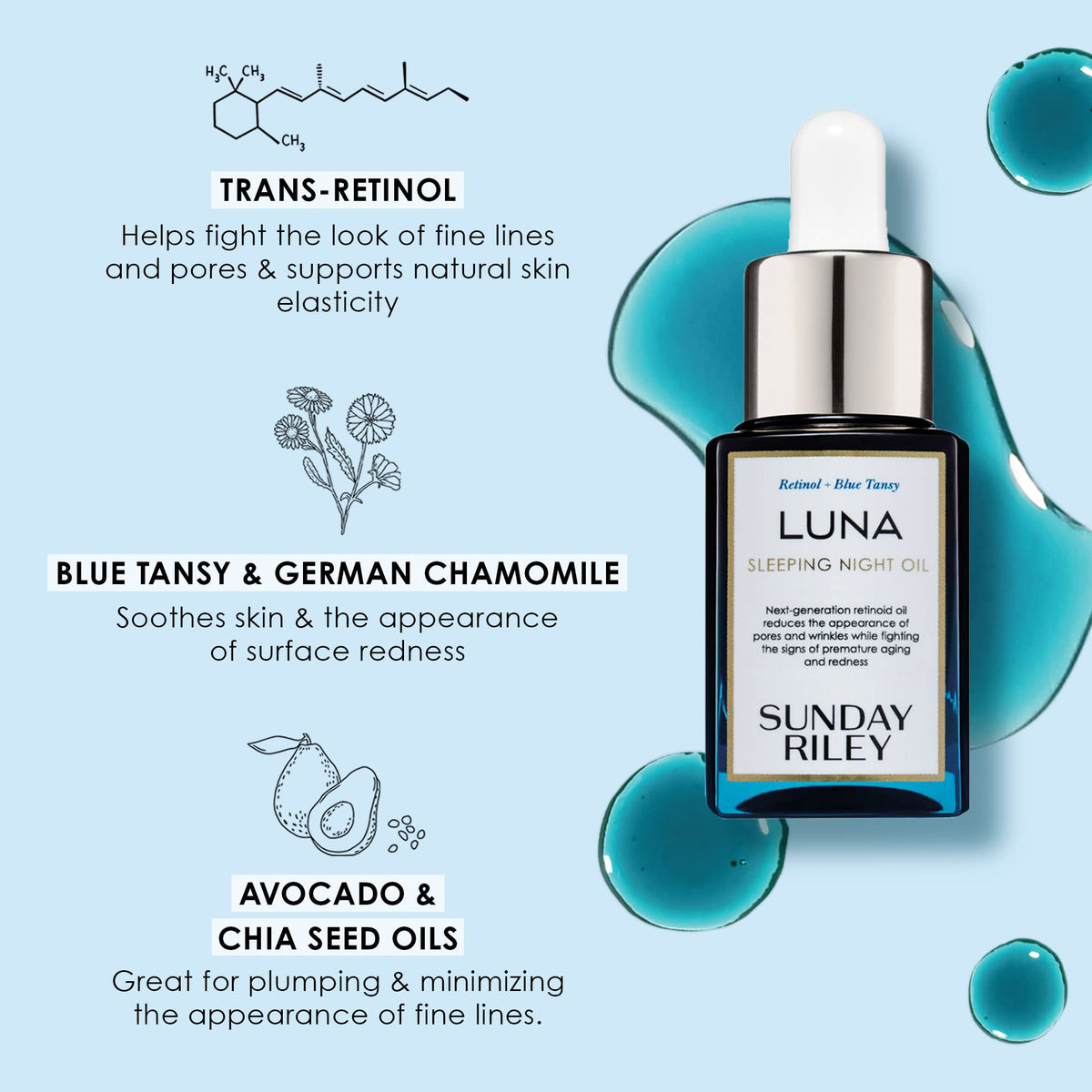 Sunday Riley Luna Retinol Night Oil texture on skin