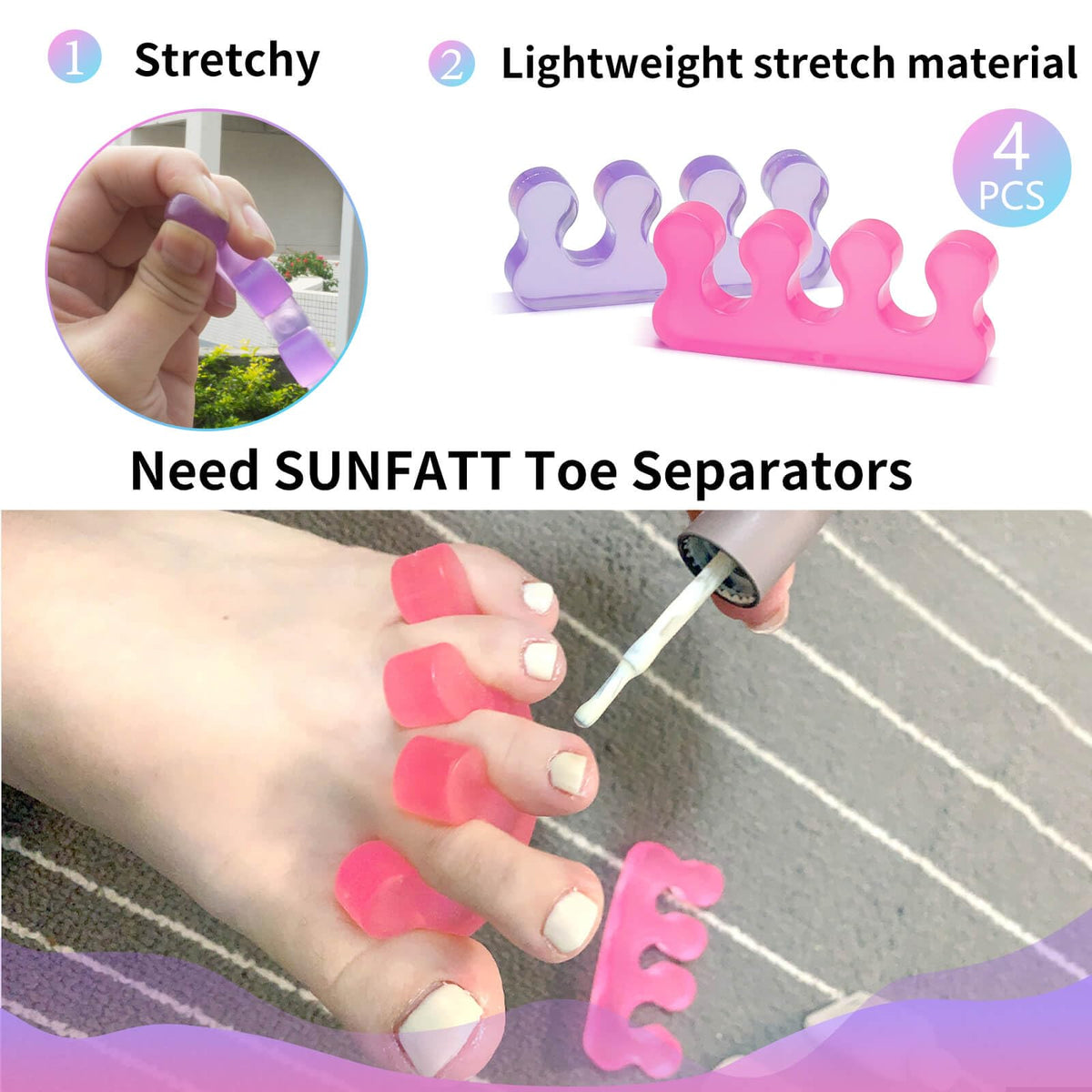 SUNFATT Toe Separators in a spa setting