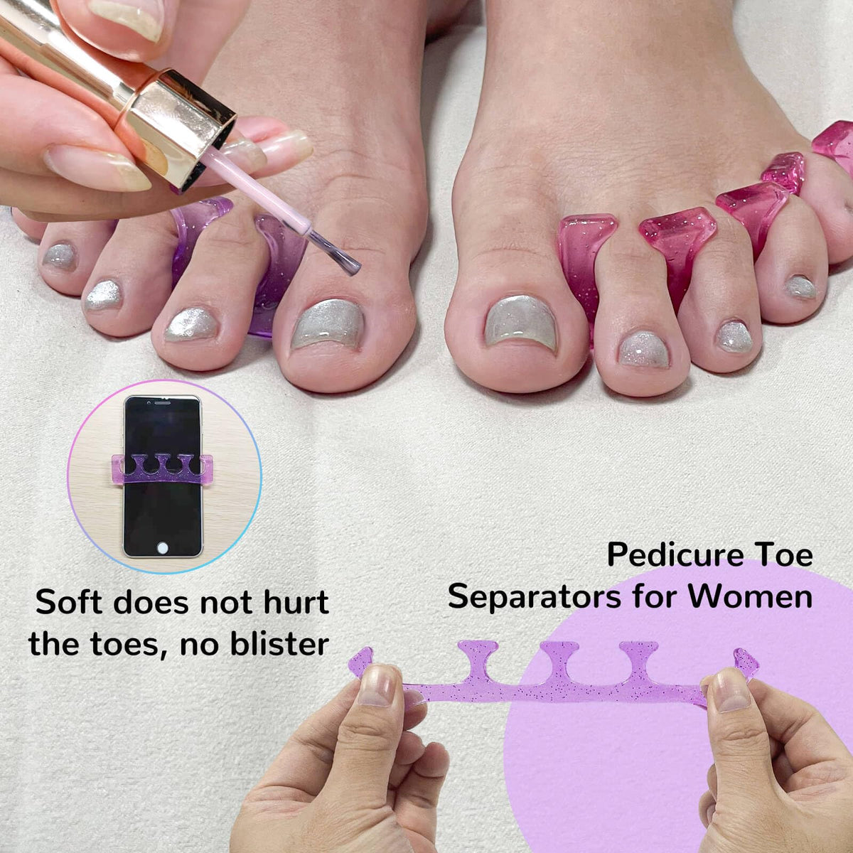 SUNFATT toe separators in use during a pedicure session