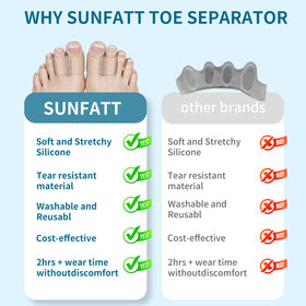 SUNFATT Toe Separators in use with casual shoes