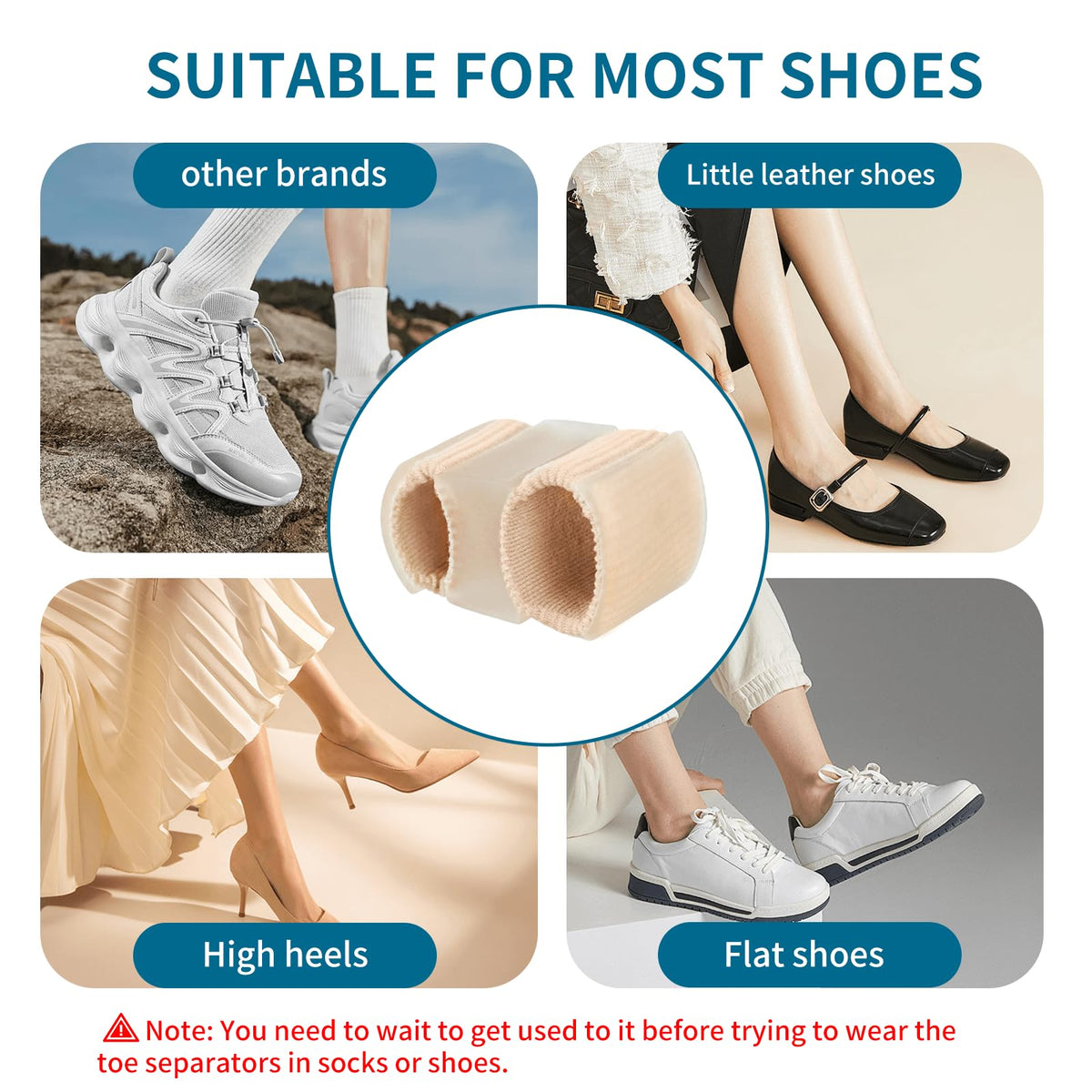 SUNFATT Toe Separators on feet during daily activities