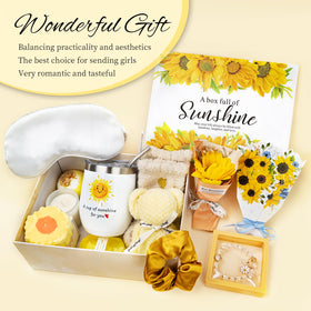 Sunflower Dried Flowers and Sunshine Cards in the Betem Spa Gift Basket
