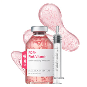 SUNGBOON EDITOR Glow Intensive PDRN Ampoule front view with silk-texture design