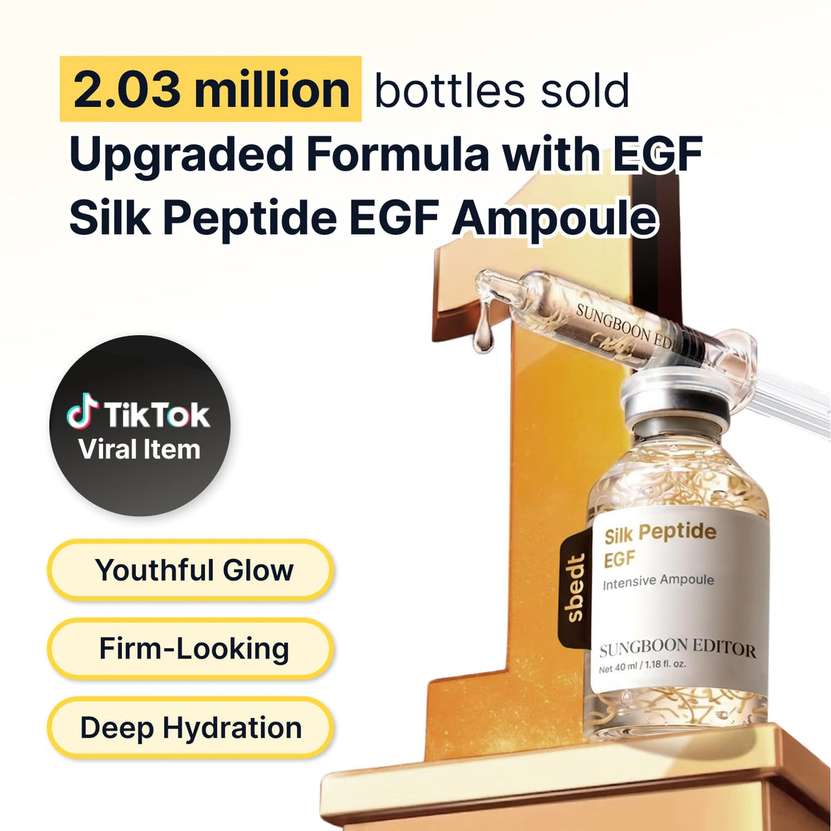 SUNGBOON EDITOR Glow Intensive Silk Peptide EGF Ampoule with packaging