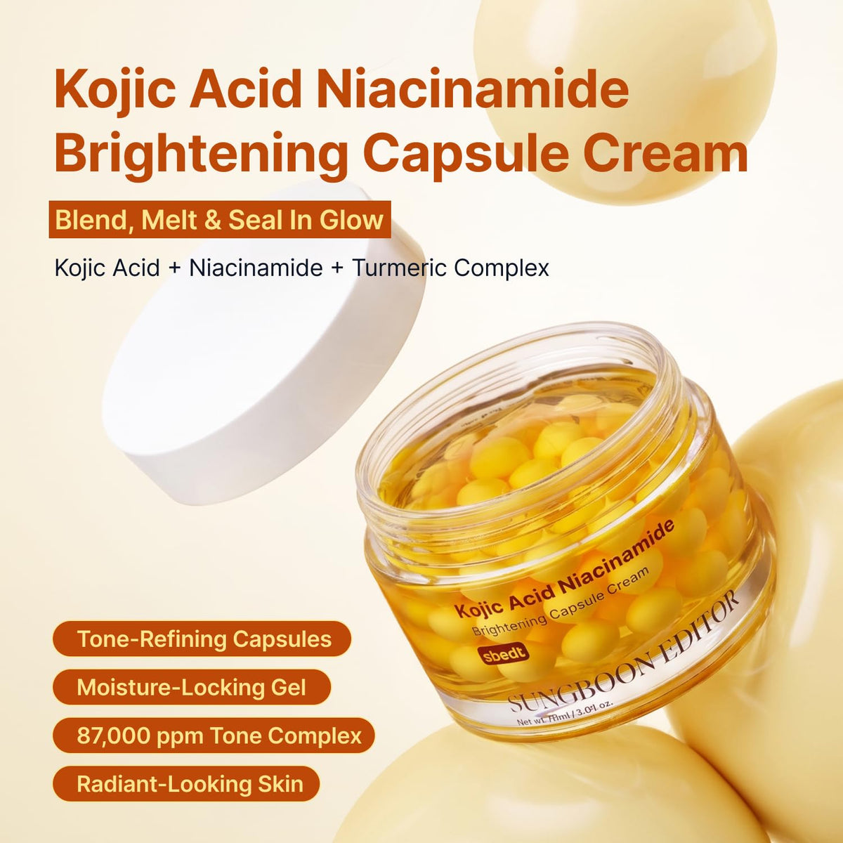 SUNGBOON EDITOR Kojic Acid Niacinamide Capsule Cream Toy Story 5 Edition texture close-up