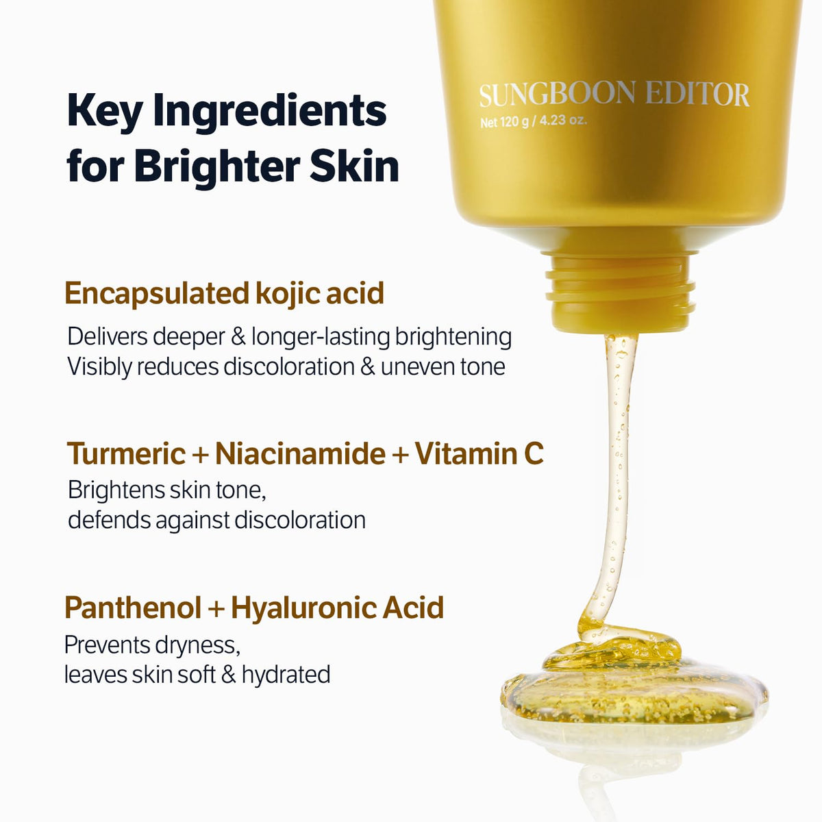 SUNGBOON EDITOR Kojic Acid Niacinamide Gel Cleanser application on skin