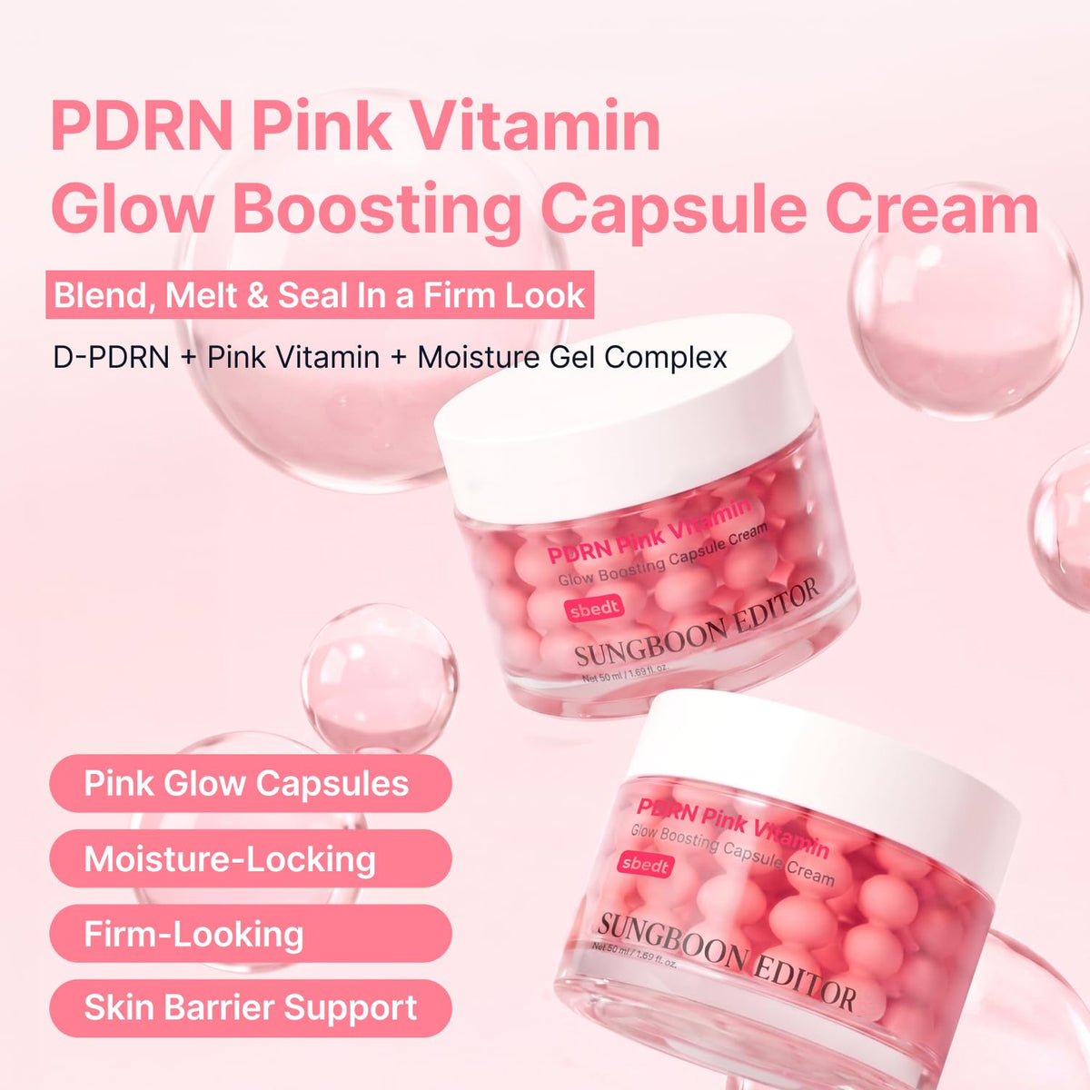 SUNGBOON EDITOR Pink Vitamin Glow Capsule Cream packaging side view