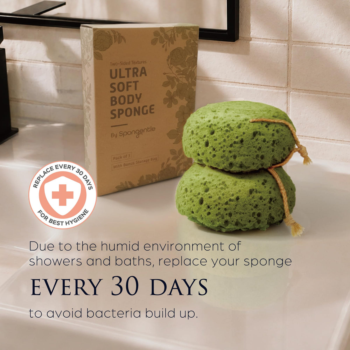 Sunlite Sports Spongentle Loofah Sponge 3 pack packaging