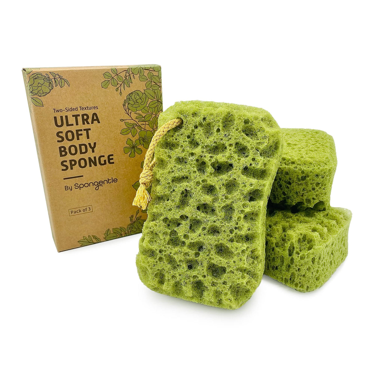 Sunlite Sports Spongentle Loofah Sponge front view in natural colour