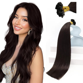 Sunny Hair 100g U Tip Hair Extensions Dark Brown front view