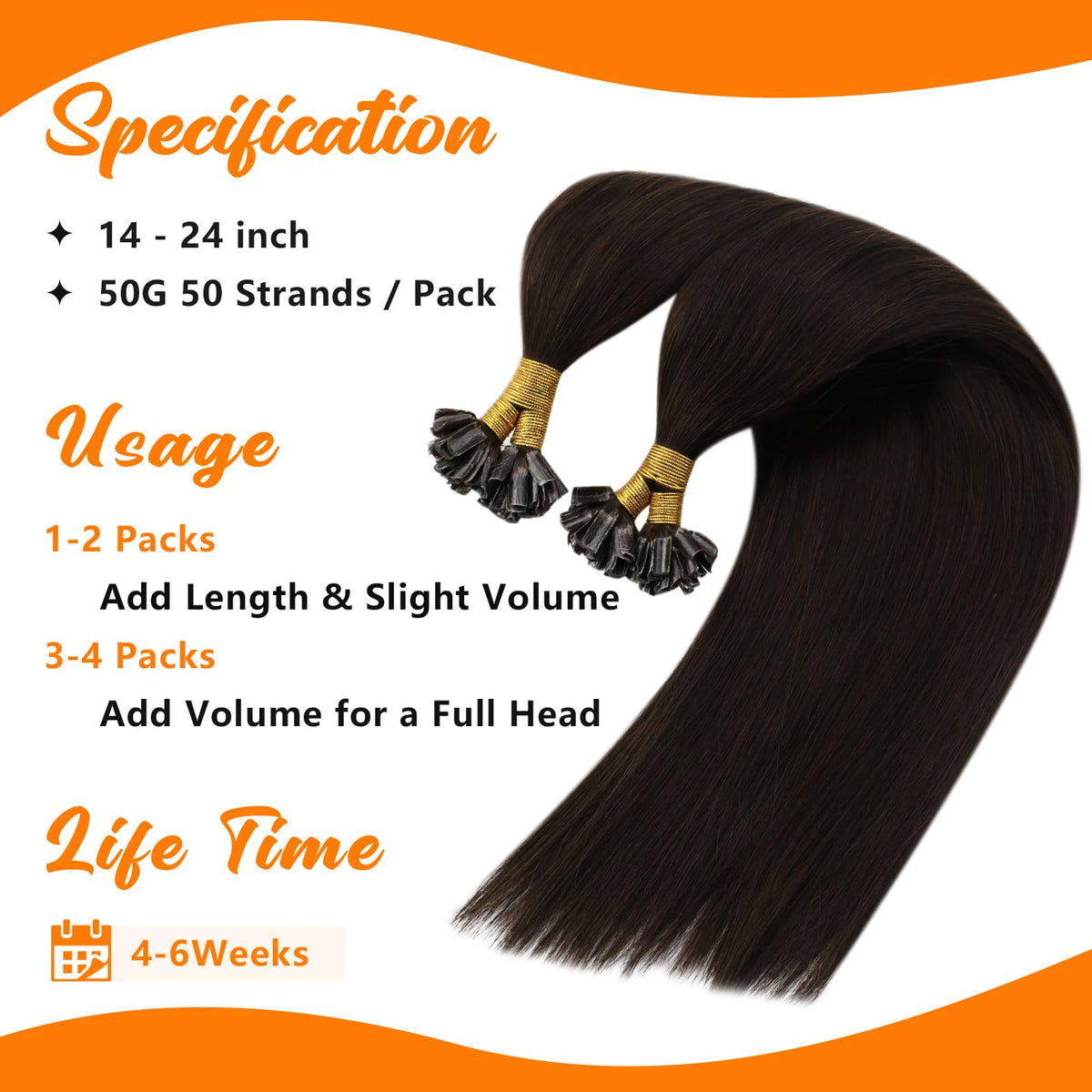 Sunny Hair 18 Inch K Tip Hair Extensions displayed with styling tools