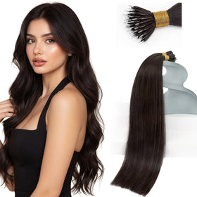 Sunny Hair 18 Inch Nano Ring Hair Extensions dark brown front view