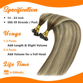 Sunny Hair 18 Inch U Tip Hair Extensions close-up of keratin tip
