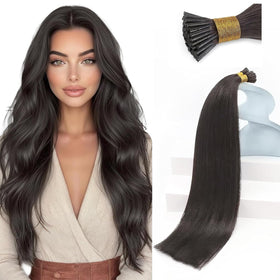 Sunny Hair 20 Inch I Tip Hair Extensions Mocha Brown front view