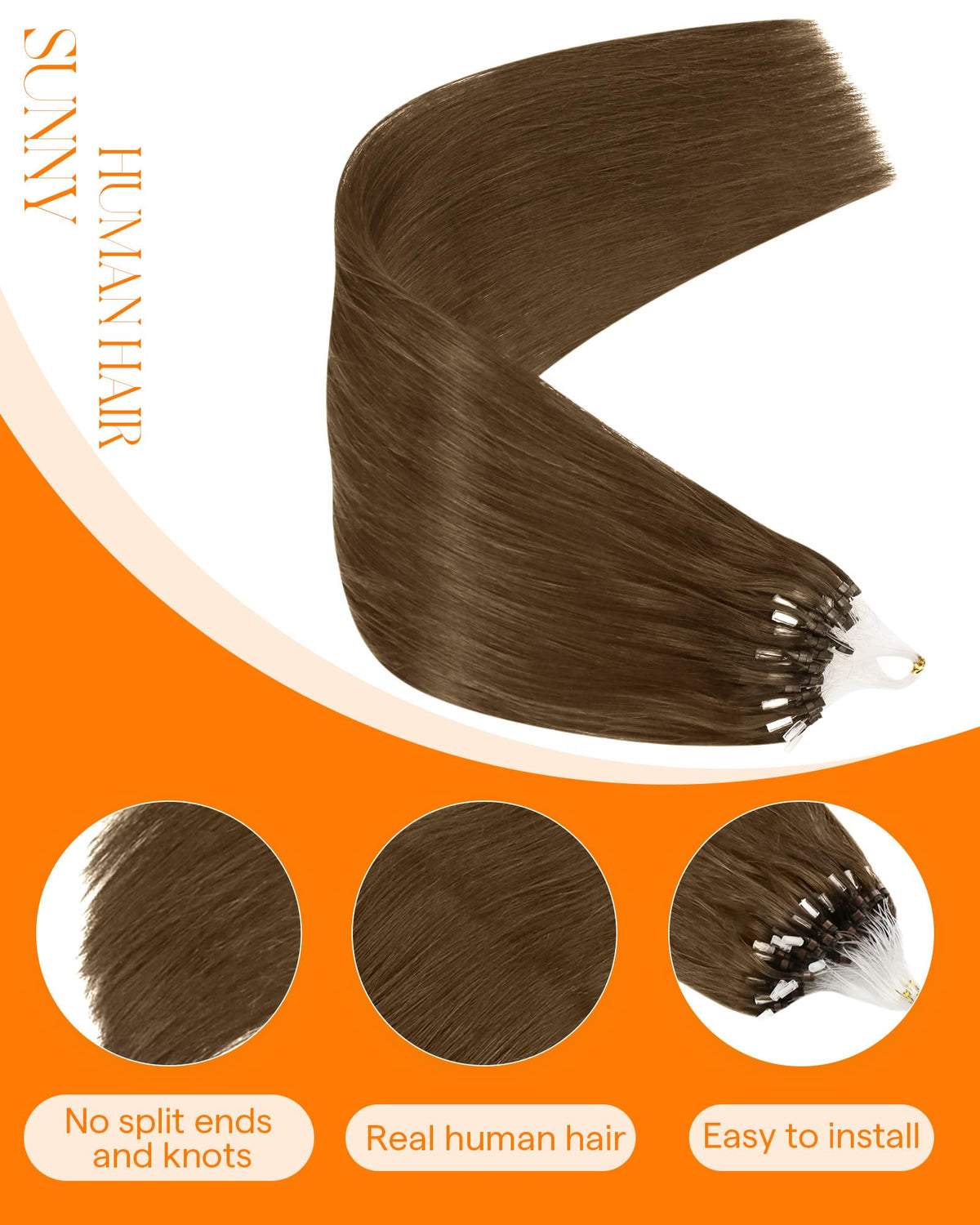 Sunny Hair 20 Inch Micro Bead Hair Extensions Light Brown package