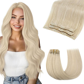 Sunny Hair 20 Inch Platinum Blonde Clip-in Extensions front view