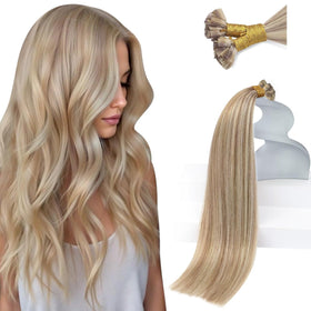 Sunny Hair 22 Inch Flat Tip Hair Extensions in Ash Blonde front view