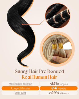 Sunny Hair 22 Inch I-Tip extensions displayed in packaging
