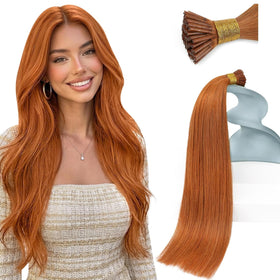 Sunny Hair 22 Inch I Tip Hair Extensions Copper front view