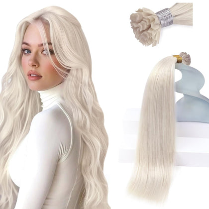 Sunny Hair 22 Inch K Tip Hair Extensions in White Blonde front view