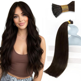 Sunny Hair 24 Inch I-Tip Extensions in Brunette front view
